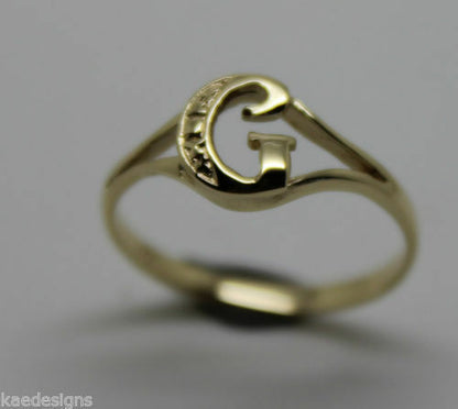 Genuine Delicate 9ct 375 Yellow, Rose or White Gold Initial Ring G