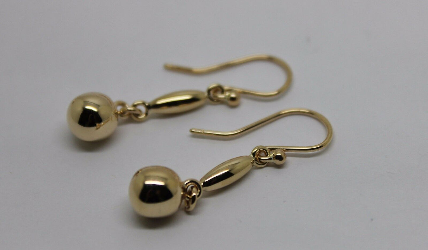 Kaedesigns, 9ct 9kt Yellow Or White Or Rose Gold 8mm Ball Long Drop Earrings