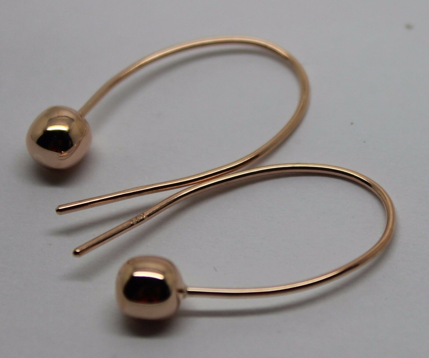 Genuine New Large Hooks 9ct Yellow, Rose or White Gold 6mm Euro Ball Drop Earrings