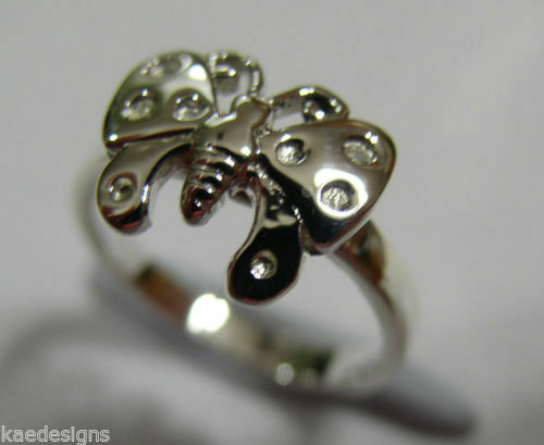 New Genuine Solid 9ct White Or Rose Or Yellow Gold Butterfly Ring Choose Size