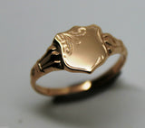 Size K, Kaedesigns New Childs Solid 9ct 9k Yellow, Rose or White Gold Shield Signet Ring