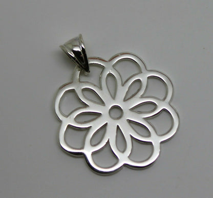 Kaedesigns Genuine Sterling Silver 925 Flower Large Pendant