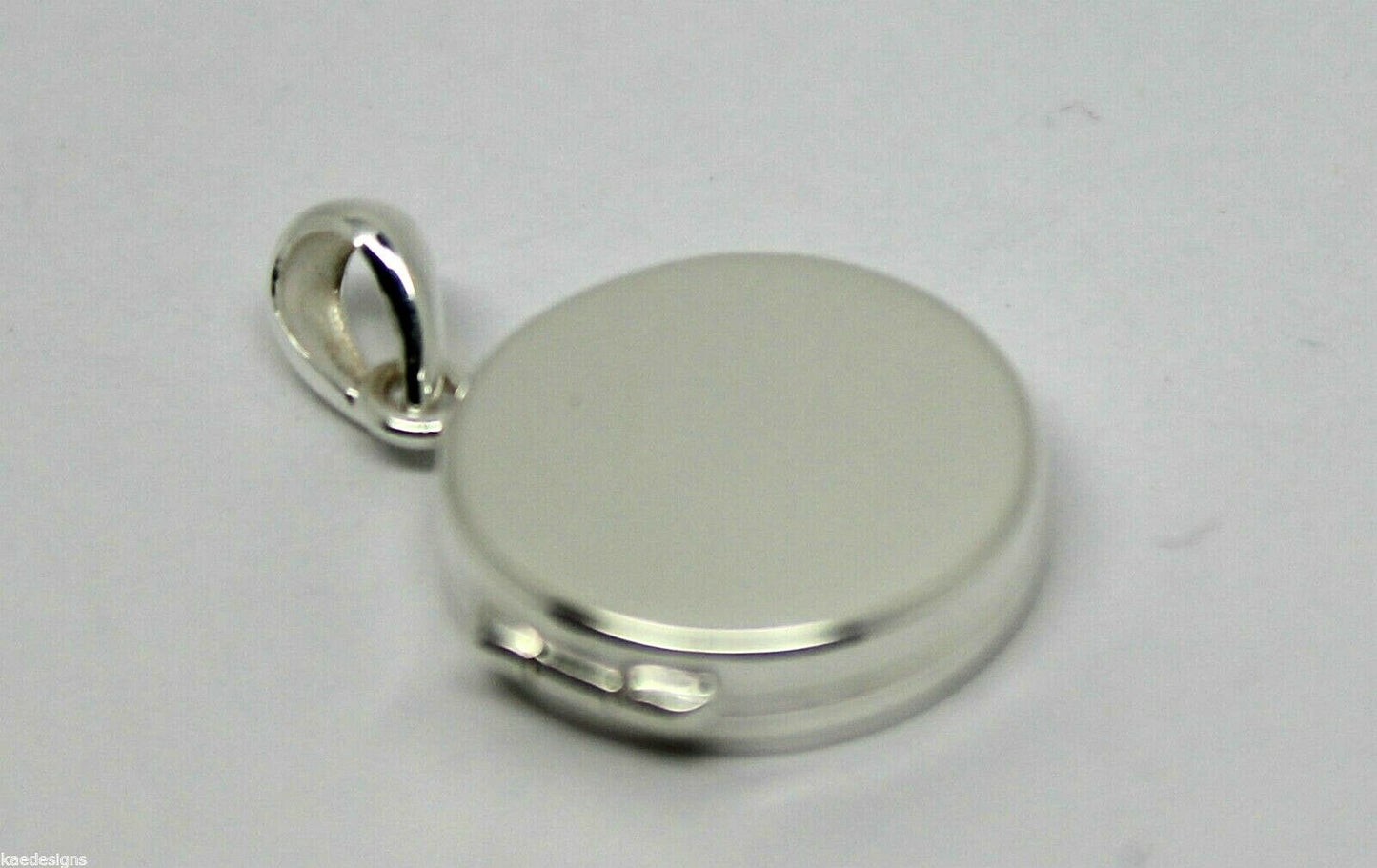 Genuine Sterling Silver Small Flat Round Plain Locket With 2 Photos