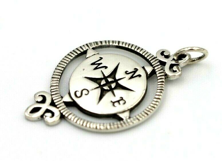 Kaedesigns New Sterling Silver Solid Compass Pendant / Charm