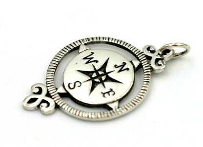 Kaedesigns New Sterling Silver Solid Compass Pendant / Charm