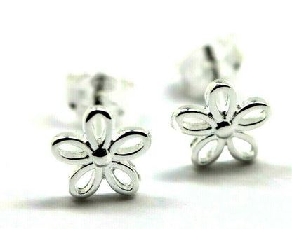 Genuine Sterling Silver Children Child Small Flower Earrings