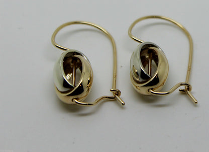 Genuine 9ct Yellow & White Gold Spinning Oval Belcher Earrings