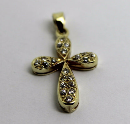 Genuine 9ct Hallmarked 375 Yellow Gold Cubic Cross Pendant