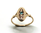 Size Q, Genuine 9ct 9k Rose Gold Delicate Blue Topaz Filigree Ring