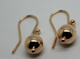Kaedesigns, New Genuine  9ct 9kt Yellow, Rose or White Gold 8mm Euro Ball Drop Earrings
