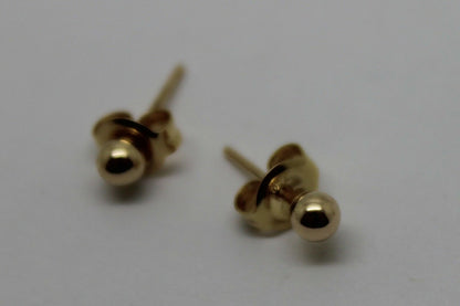 Kaedesigns, Genuine 14ct Yellow Gold 3mm Stud Ball Earrings