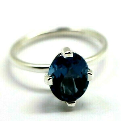 Genuine Sterling Silver Ring London Blue Topaz 10mm x 7mm - Choose your ring size