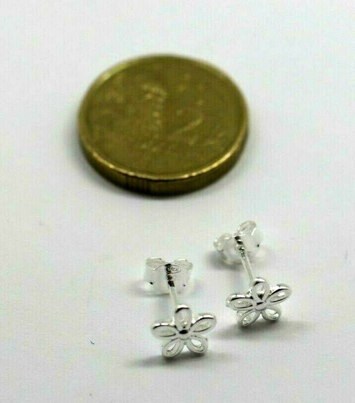 Genuine Sterling Silver Children Child Small Flower Earrings