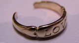 Kaedesigns, 9ct Yellow or Rose or White Gold Sterling Silver Love Toe Ring 340