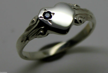 Genuine Sterling Silver 925 Heart Signet Ring Choose Your Size And Gemstone