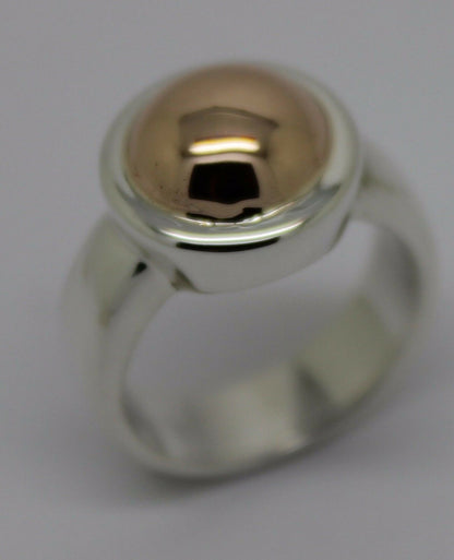 Size N Genuine New Solid Sterling Silver 925 & 9ct Rose Gold 375 Half Ball Ring