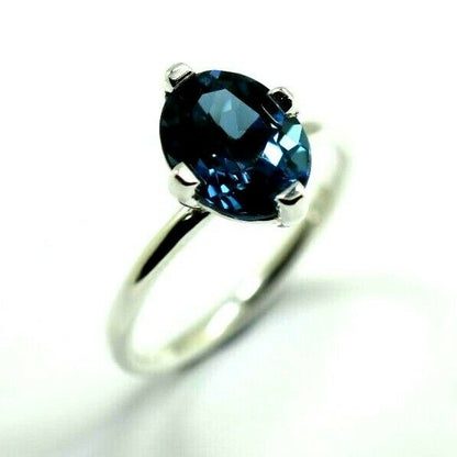 Genuine Sterling Silver Ring London Blue Topaz 10mm x 7mm - Choose your ring size