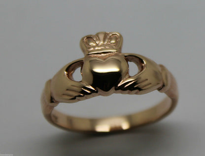 Genuine 9ct 375 Solid Yellow, Rose or White Gold Claddagh Celtic Friendship Ring In Your