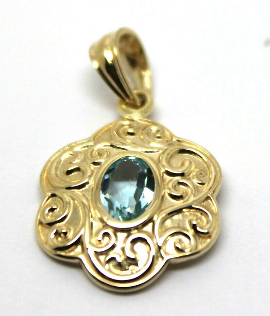 Genuine 9ct 9k Yellow Gold Antique Aquamarine Filigree Pendant *Free Express Post In Oz