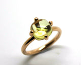Genuine 9ct Yellow, Rose or White Gold Cabochon Lemon Quartz Stackable Stacker Ring