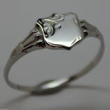 Size K - Childs Genuine Solid Sterling Silver Shield Signet Ring