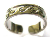 Genuine Full Solid 9ct Yellow or Rose or White Gold or Sterling silver Surf Wave Toe Ring