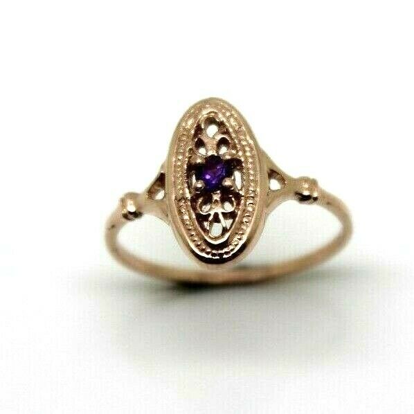 Kaedesigns New Genuine 9ct Yellow, Rose or White Gold Delicate Amethyst Filigree Ring