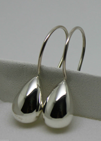 Genuine 925 Sterling Silver Teardrop Tear Drop Hook Earrings