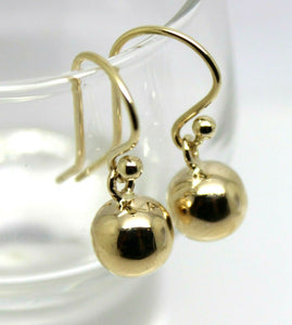 Genuine 9k 9ct Yellow, Rose or white Gold 8mm Plain Ball Hook Earrings