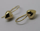 Genuine 9ct Solid Yellow, Rose and White Gold Large Hooks Dangle Puffed Heart Earrings
