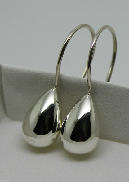 Genuine 925 Sterling Silver Teardrop Tear Drop Hook Earrings