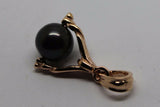 Genuine 9kt 9ct Solid Yellow, Rose & White Gold 7mm Black  Pearl Ball Spinner Pendant