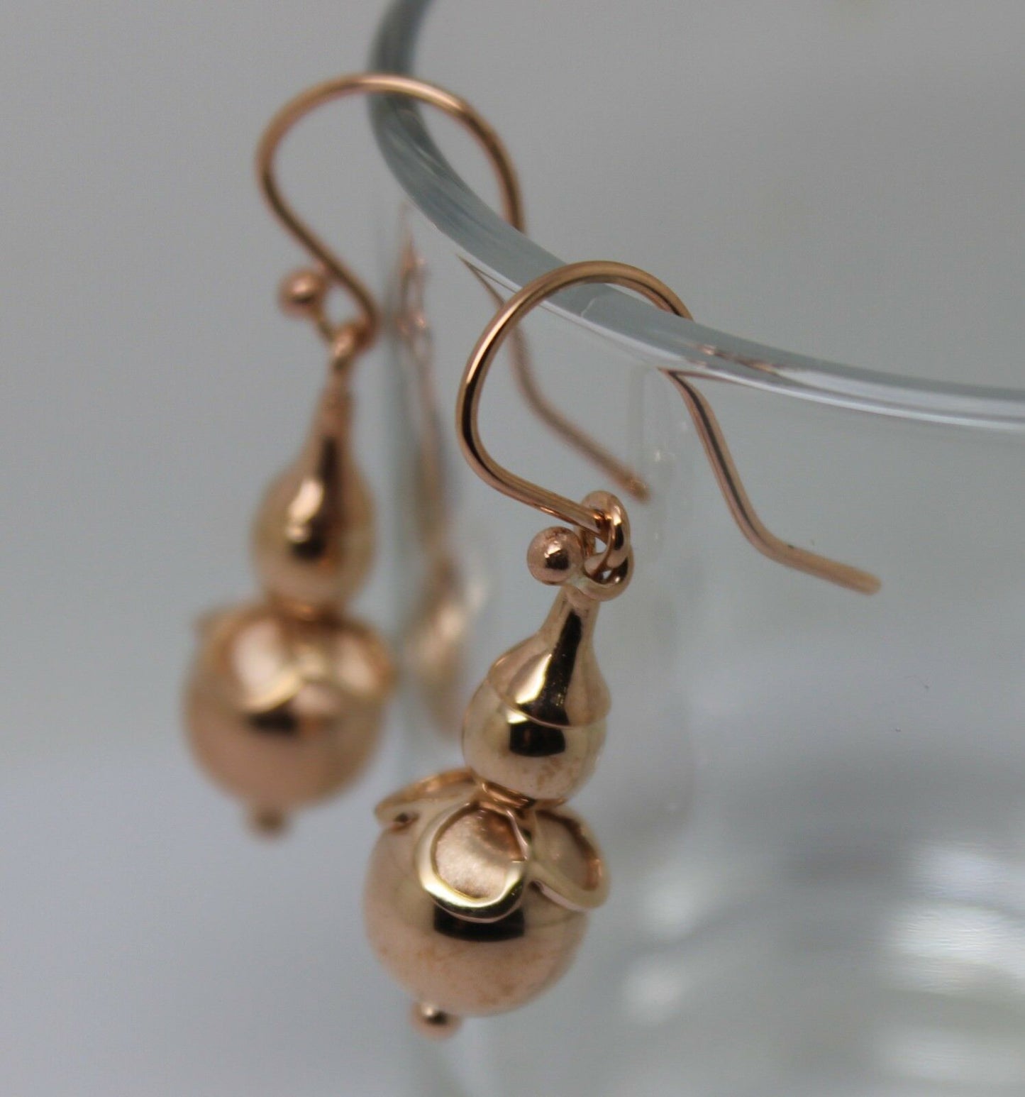 Kaedesigns New Genuine 9ct Yellow, Rose or White Gold Ball Two Ball Hook Drop Earrings