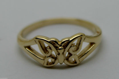 Genuine Solid 9ct 9k White Or Rose Or Yellow Gold Butterfly Ring 217 Choose Size