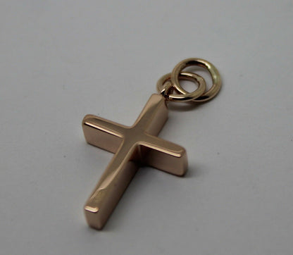 Kaedesigns, Genuine Solid Thin 9ct 9K Yellow, Rose or White Gold Plain Cross Pendant Double Bail