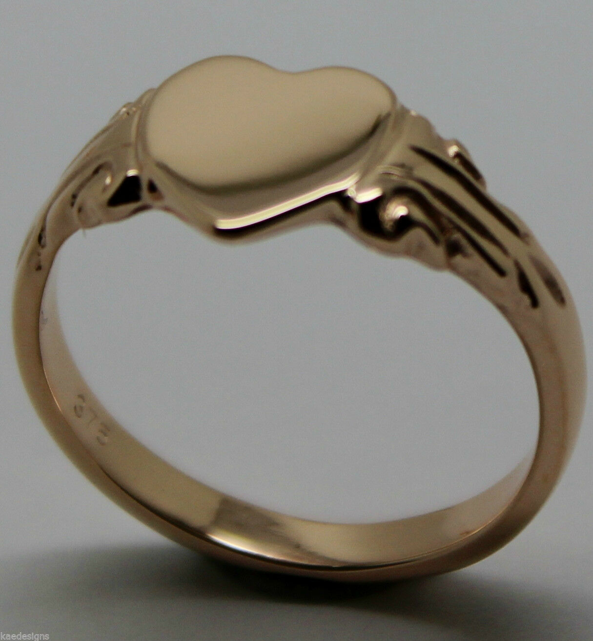 Kaedesigns New Size M Genuine New 9ct Yellow, Rose or White Gold 375 Heart Signet Ring