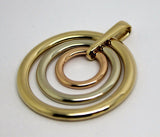 Genuine Heavy Solid 9ct 9k Yellow, White And Rose Gold 375 3 Circles Pendant