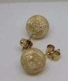 Genuine 9ct 9k Yellow, Rose or White Gold 10mm Frosted Stud Ball Earrings