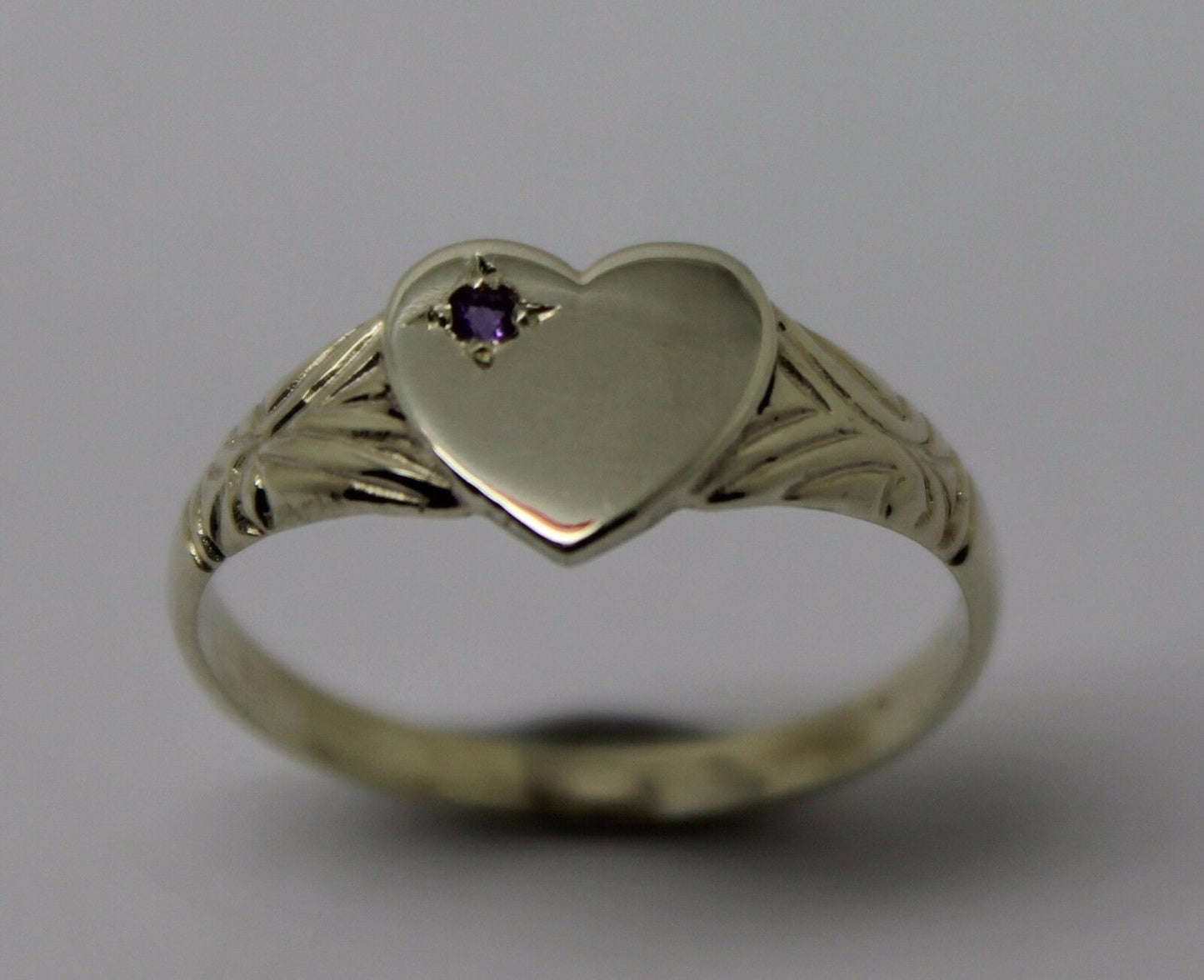 Kaedesigns New Sterling Silver Heart Amethyst Set Signet Ring