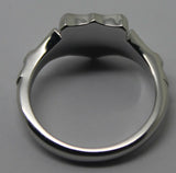 Genuine Solid 9ct 9kt White Gold Shield Signet Ring Set With A Genuine Diamond