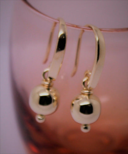 Kaedesigns New 9ct 9kt Yellow, Rose or White Gold 8mm Thick Hook Drop Ball Earrings