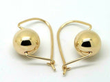 Genuine 9ct Yellow, Rose or White Gold 12mm Euro Ball Plain Drop Large Earrings 1mm size hooks