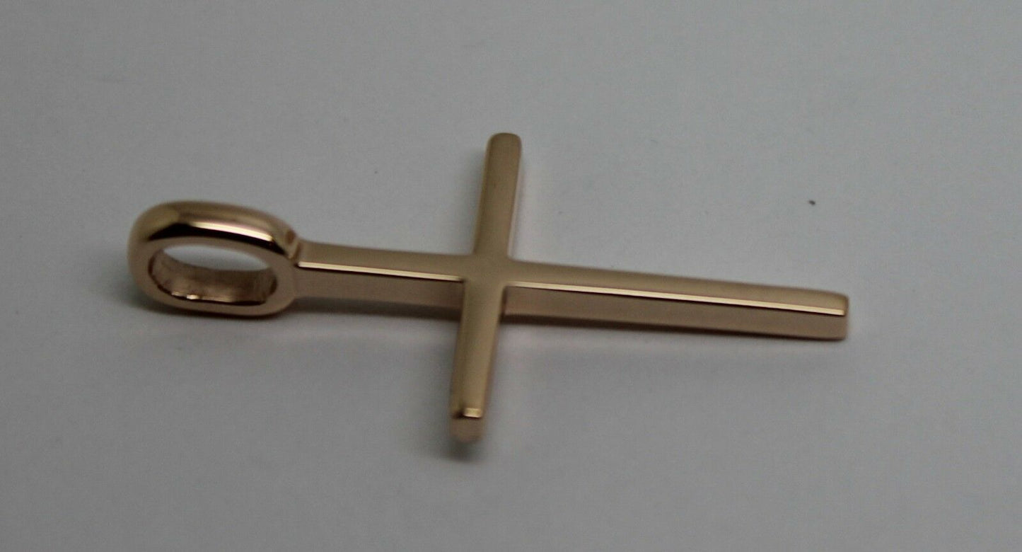 Genuine Solid New 9ct 9K Yellow, Rose or White Gold Thin Plain Cross Pendant