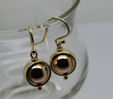 Genuine Large 9ct Rose & Yellow Gold Spinning Belcher Ball Earrings