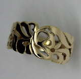 Size R, 8 5/8 Kaedesigns, New 9ct 9K 375 Genuine Yellow, Rose or White Gold Wide Flower Filigree Ring 278