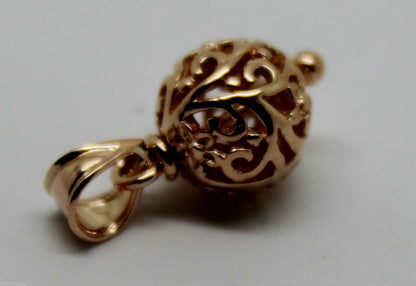 Genuine 9ct Yellow Gold or White Gold or Rose Gold 10mm Filigree Ball Pendant