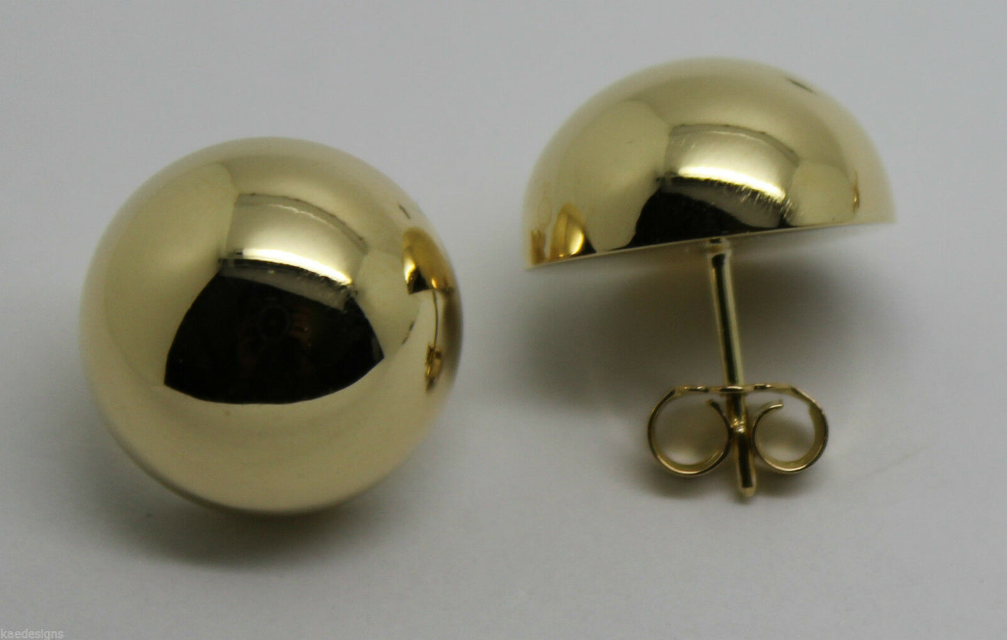 Kaedesigns, 18ct Yellow Or White Or Rose Gold 750 16mm Half Ball Stud Earrings