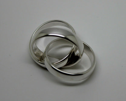 Sterling Silver Size O 1/2 Russian Wedding Band Ring, 5mm wide x 3 bands