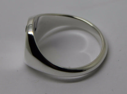 Sterling Silver Oval Blue Australian Sapphire Signet Ring, Choose your size M to U