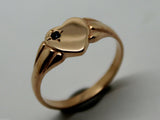Genuine 9ct Heart Rose Gold Blue Sapphire Shield Signet Ring